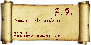 Pomper Fábián névjegykártya